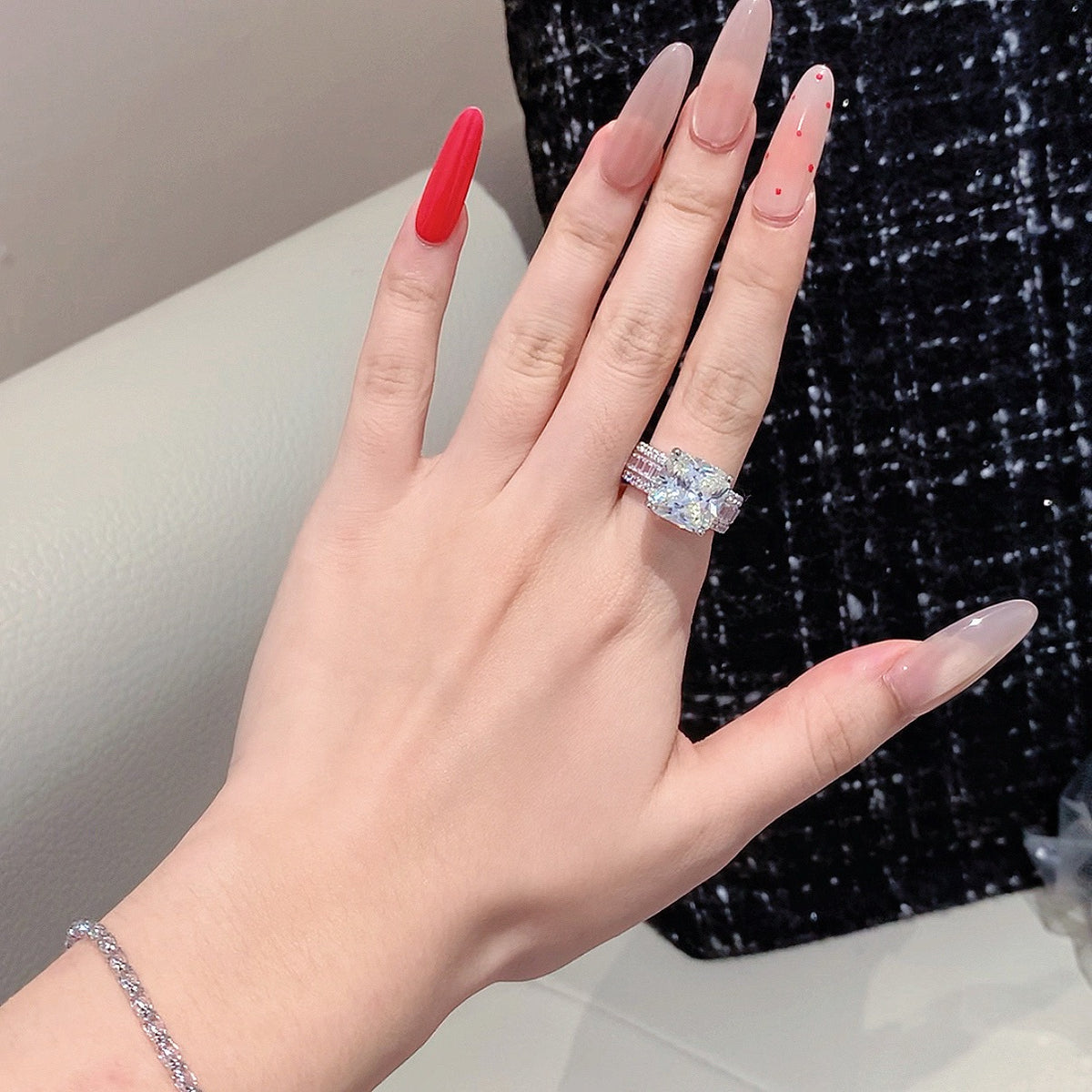 925 Sliver Ring戒子 枕形大鑽戒指