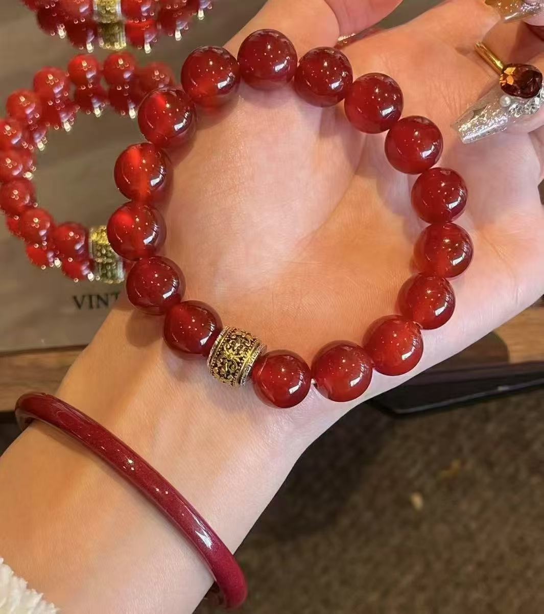 Crystal-紅瑪瑙手串 Red agate bracelet尺寸