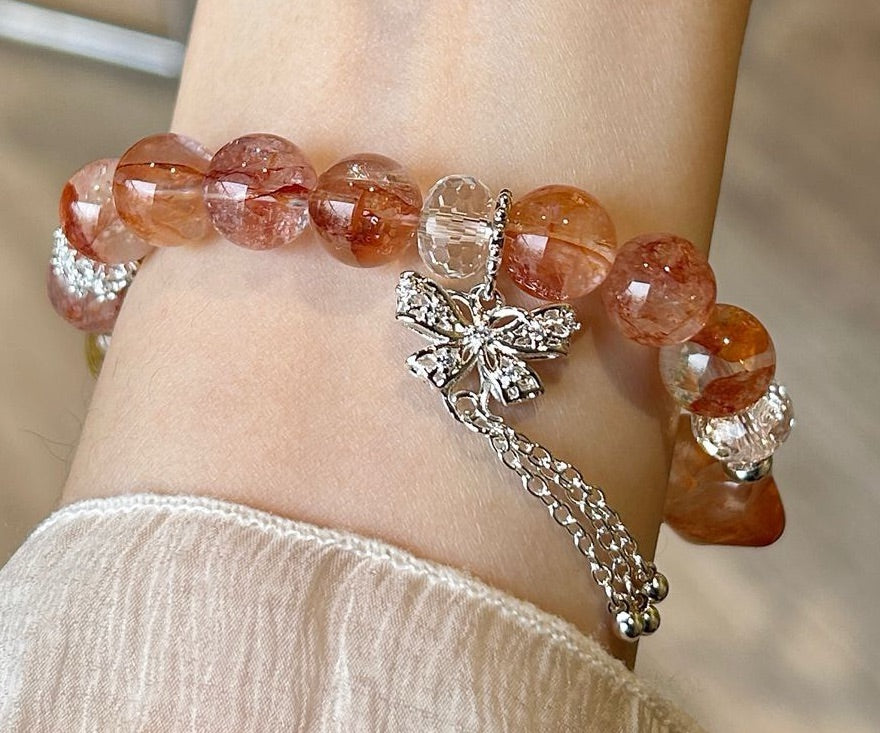 Crystal- 紅膠花/膠花星星手鍊 約10mm Hematoid Quartz Bracelet star 10mm