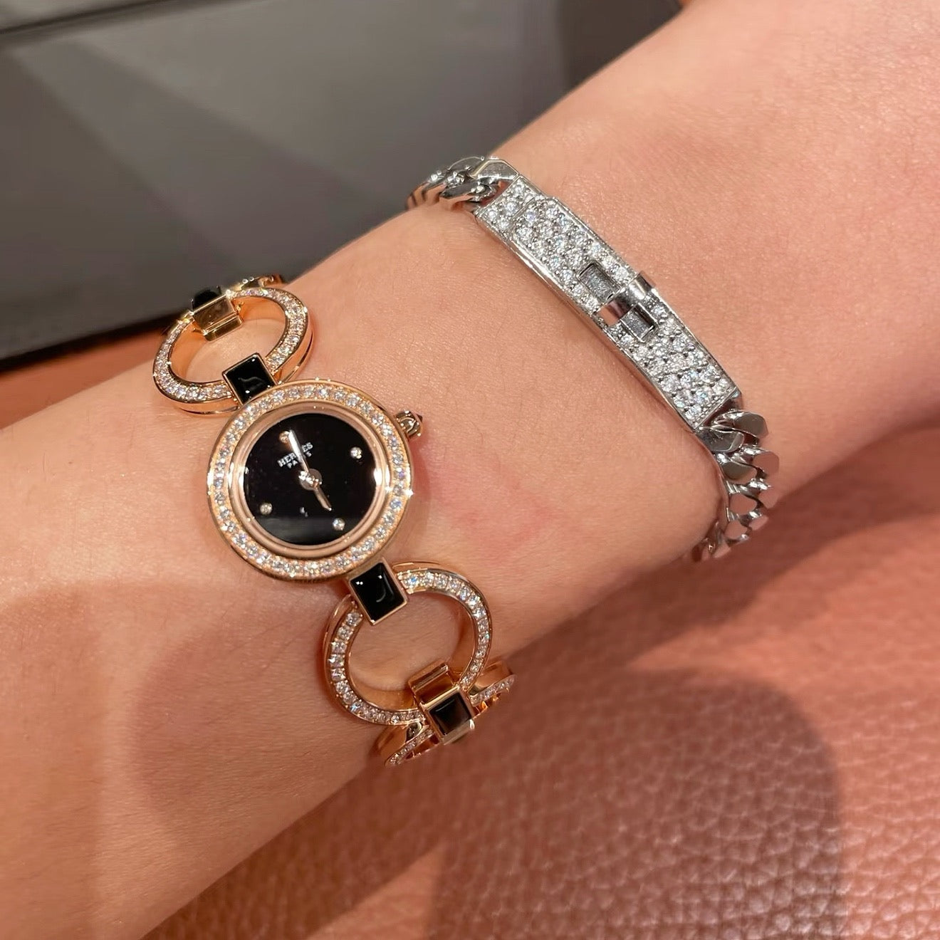 925 Sliver Bracelet - 鎖扣皮帶古巴手鍊