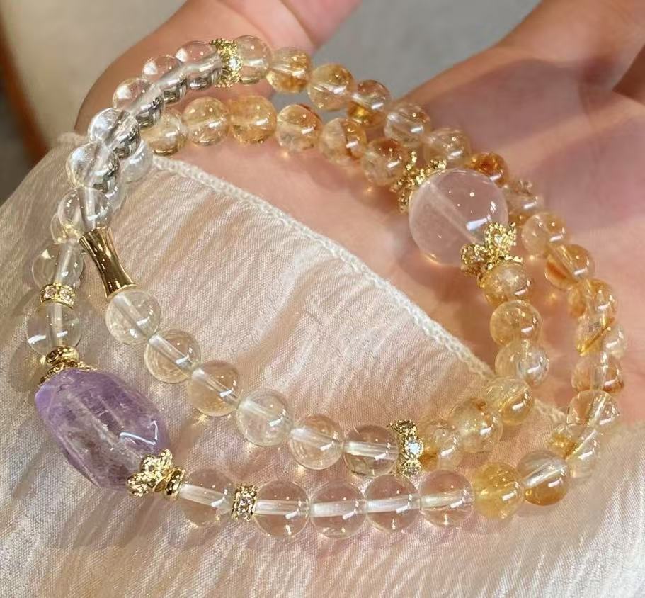 Crystal - Yellow Asai/Amethyst bracelet