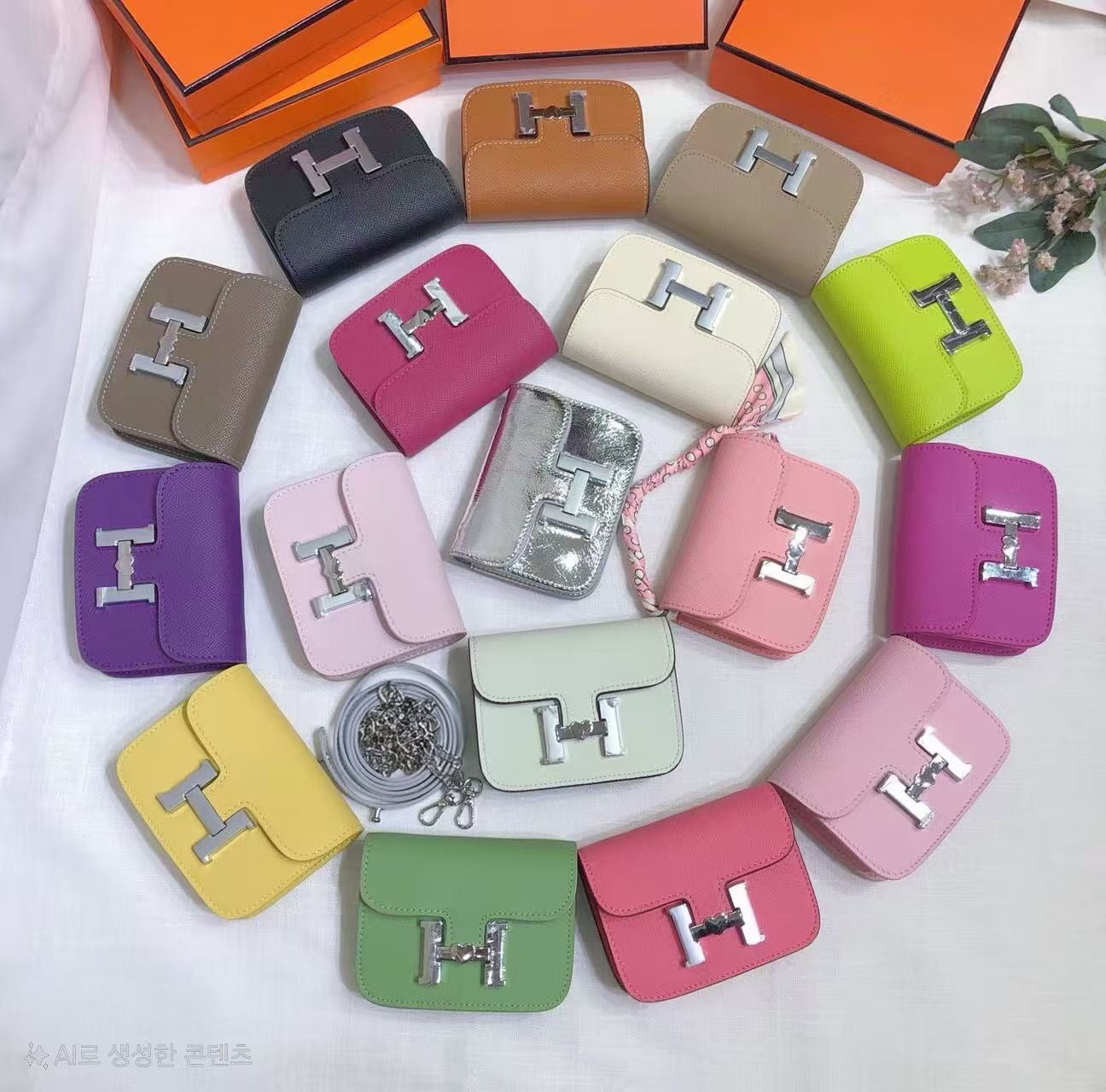 H collection - Mini H lock WOC, leather