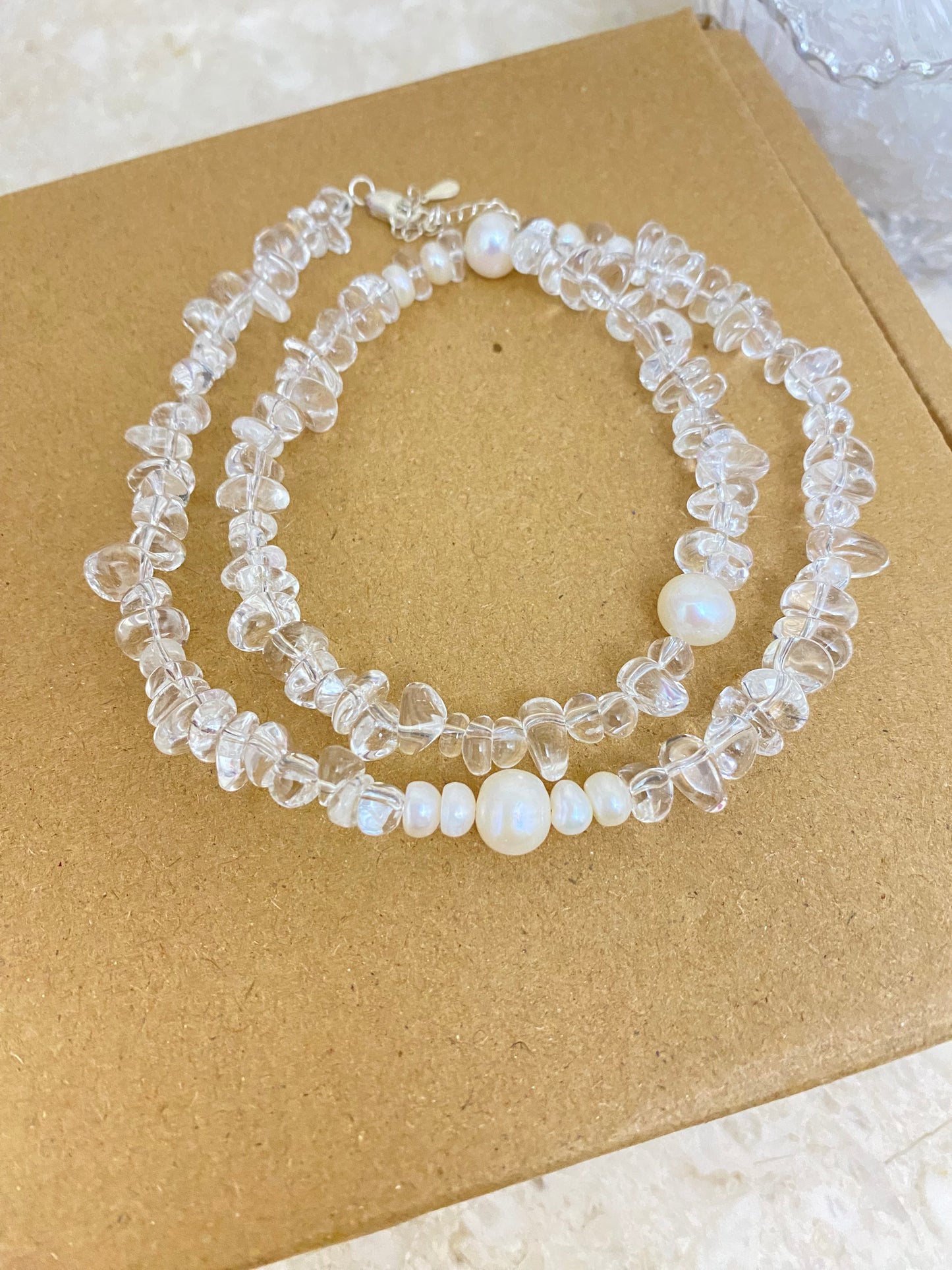 Crystal- White crystal pearl necklace