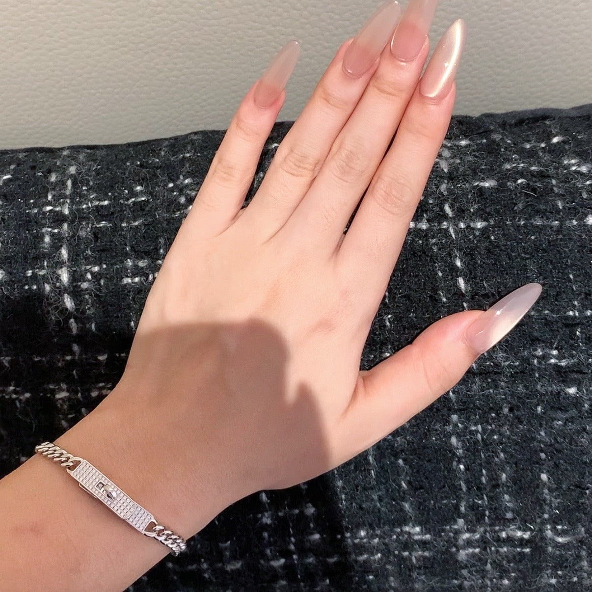 925 Sliver Bracelet - 鎖扣皮帶古巴手鍊