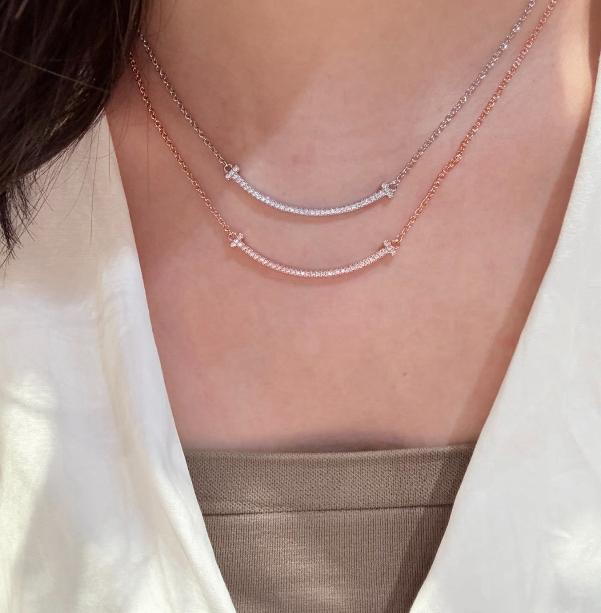 925 Sliver necklace 笑臉鑽石項鍊