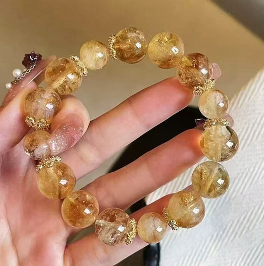 Crystal- 蜂蜜奶蓋手鍊 Citrine- Honey Milk Cap Bracelet