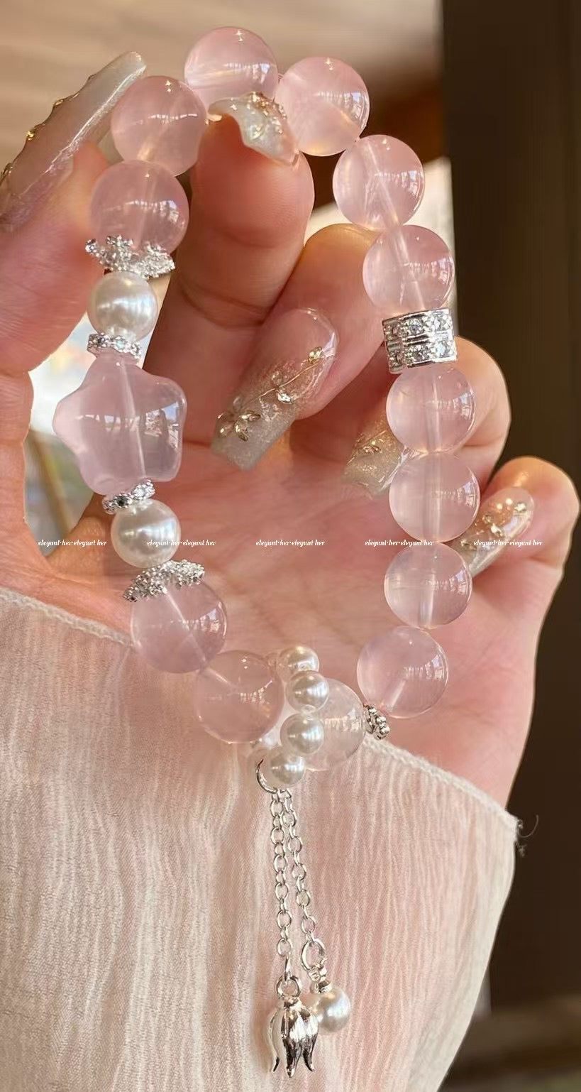 Crystal- Rose Quartz Star Bracelet 11mm [火屬性］