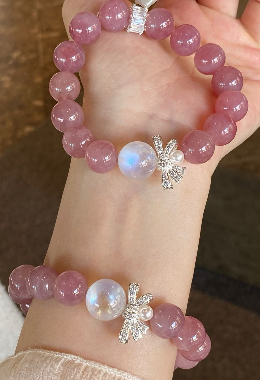 Crystal - Ribbon ,Madagascar Purple,Moonstone bracelet [火屬性］