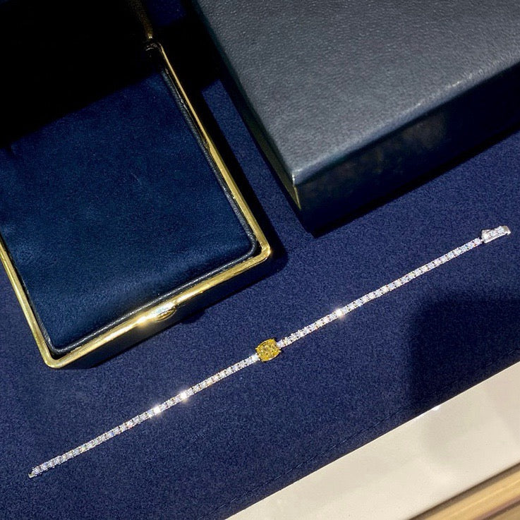 925 Sliver Bracelet黃鑽鑽石手鍊
