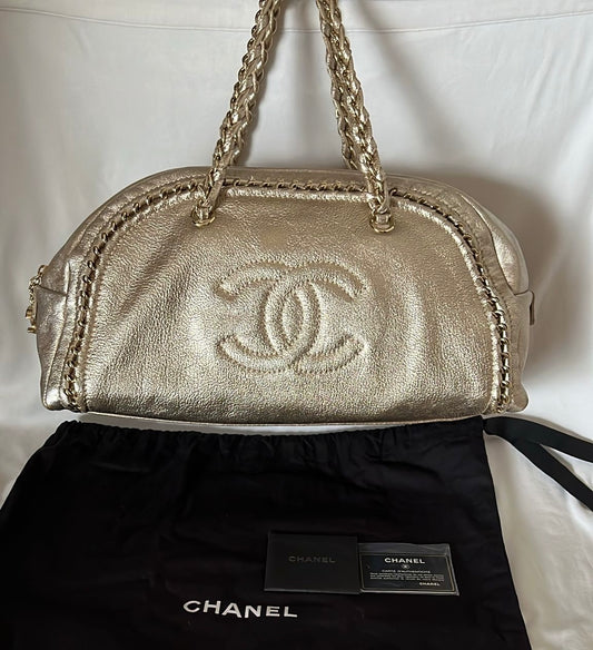 Japan Vintage - CHANEL 金銀色保齡球袋