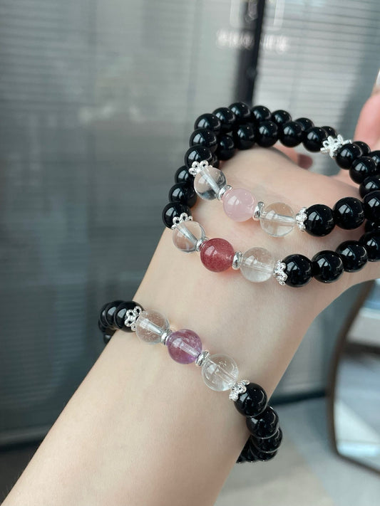 Crystal- 🖤 黑曜石 × 白水晶 × 粉紅晶／紫水晶