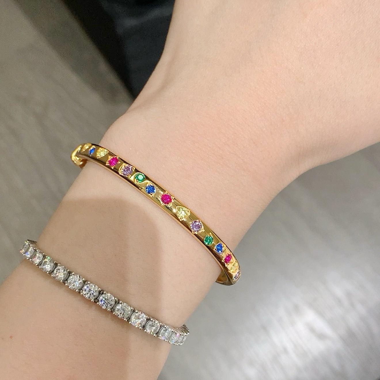 925 sliver bracelet- 七彩寶石手鐲