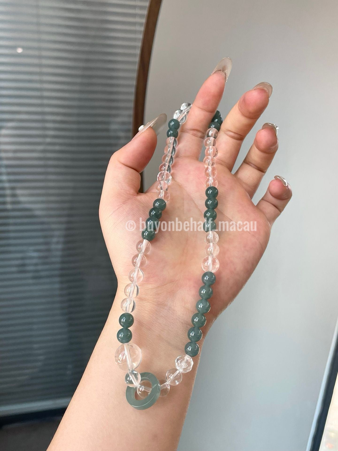 Crystal- 💎 Jadeite × Clear Quartz × Copper Accent Loops
