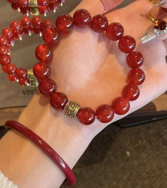 Crystal-紅瑪瑙手串 Red agate bracelet尺寸