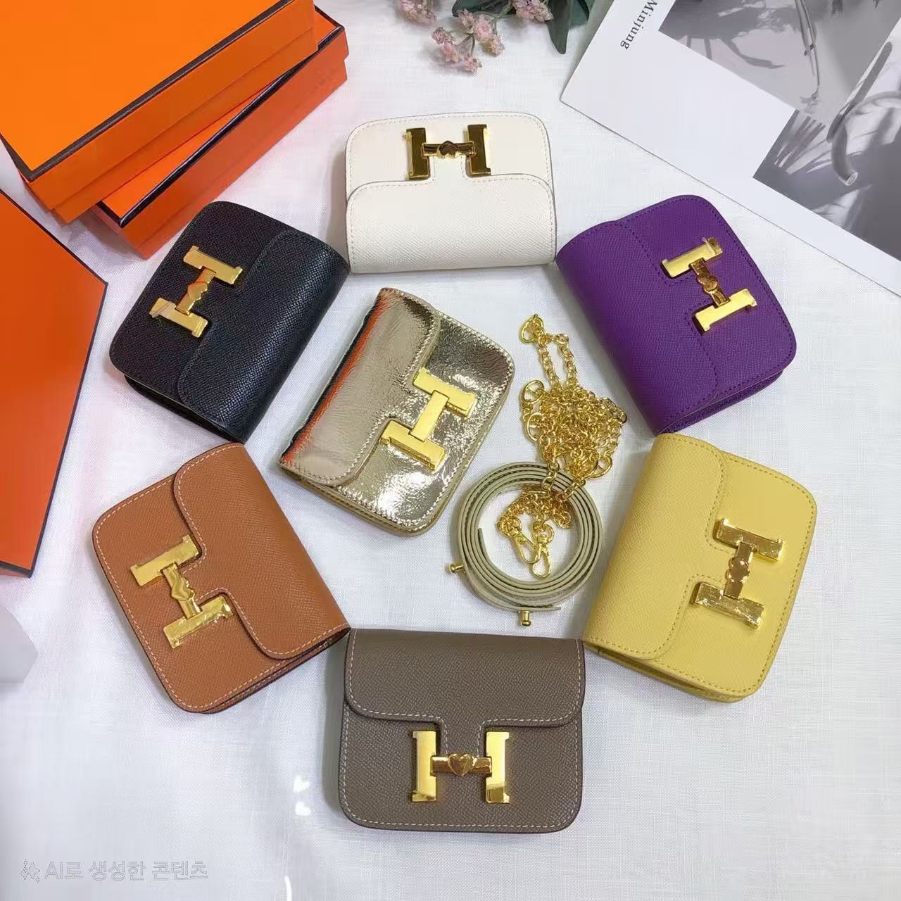 H collection - Mini H lock WOC, leather