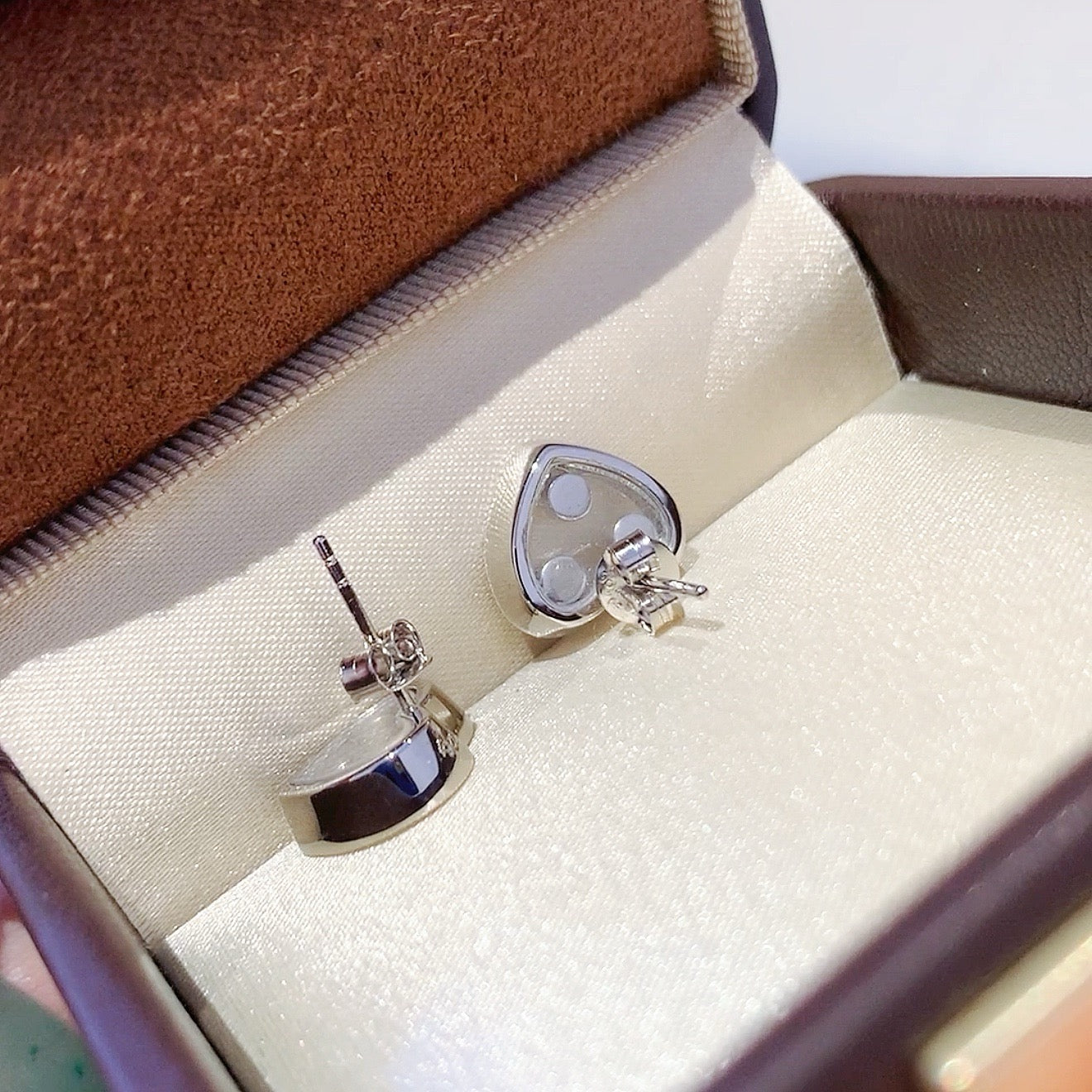 925 Sliver Earrings 透明愛心鑽石耳釘