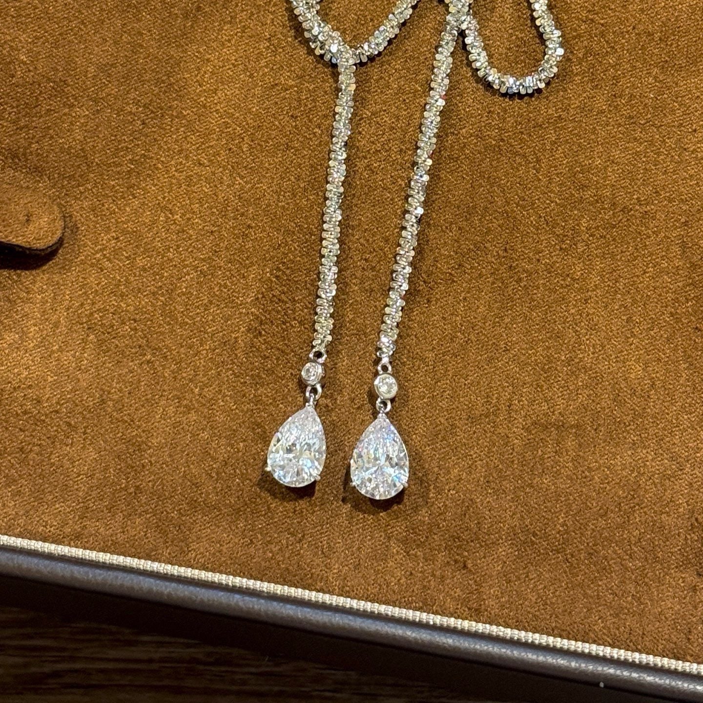 925 Sliver| 水滴長款鑽石毛衣鏈