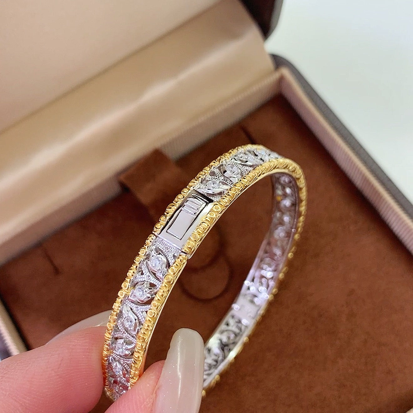 925 Sliver| 重工葉子拉絲手鐲