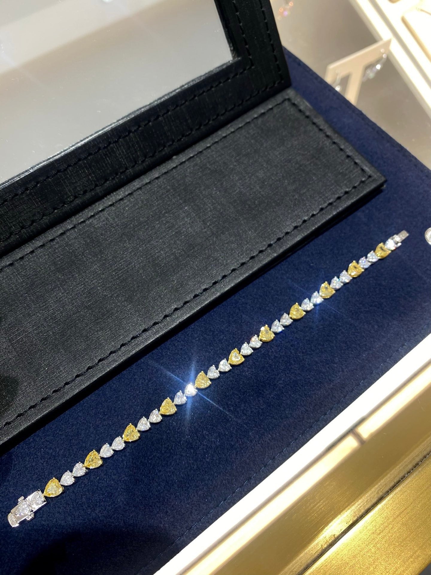 925 Sliver| Tennis bracelet Yellow/White Heart