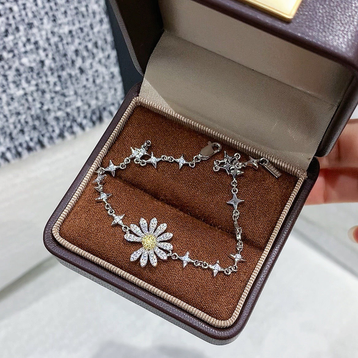 925 Sliver bracelet 菊花鑽石手鍊