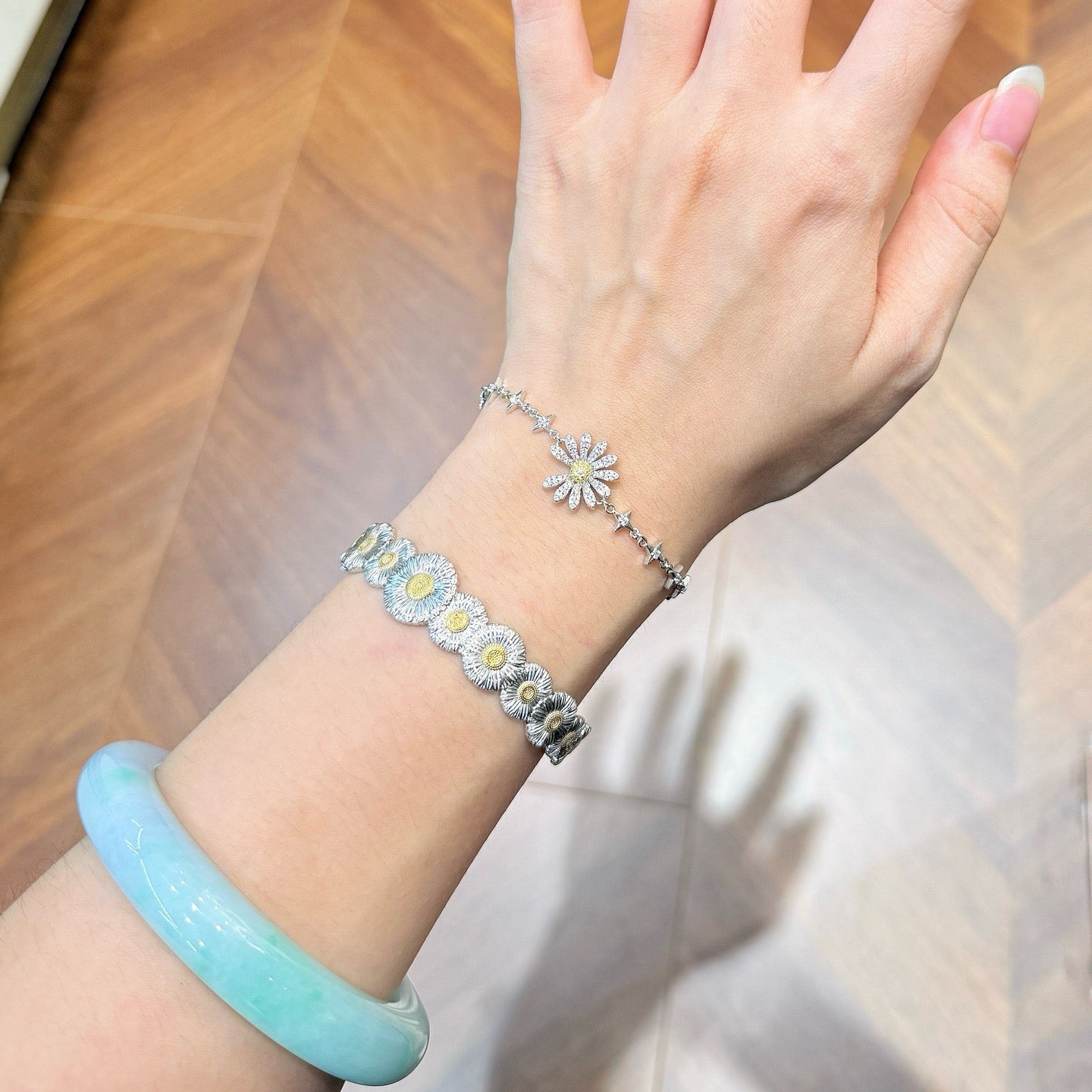 925 Sliver bracelet 菊花鑽石手鍊
