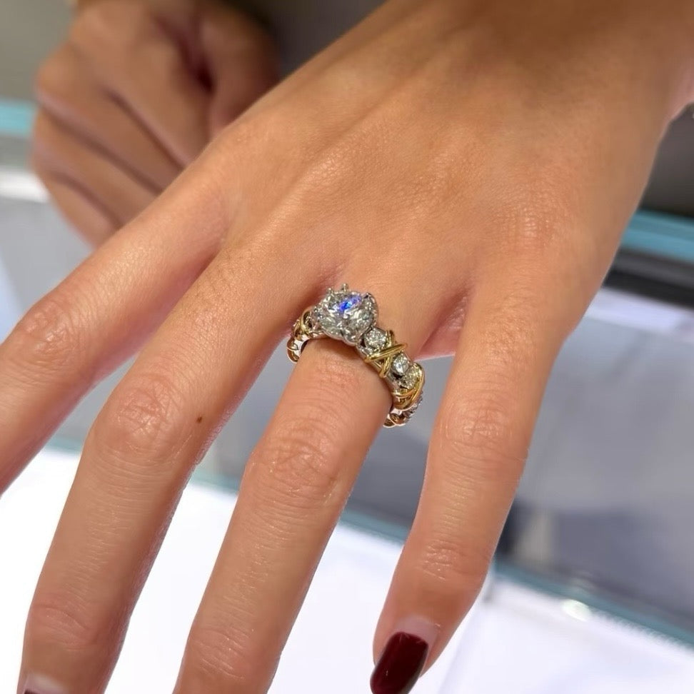 925 Sliver Ring 戒指八爪雙色交叉戒指