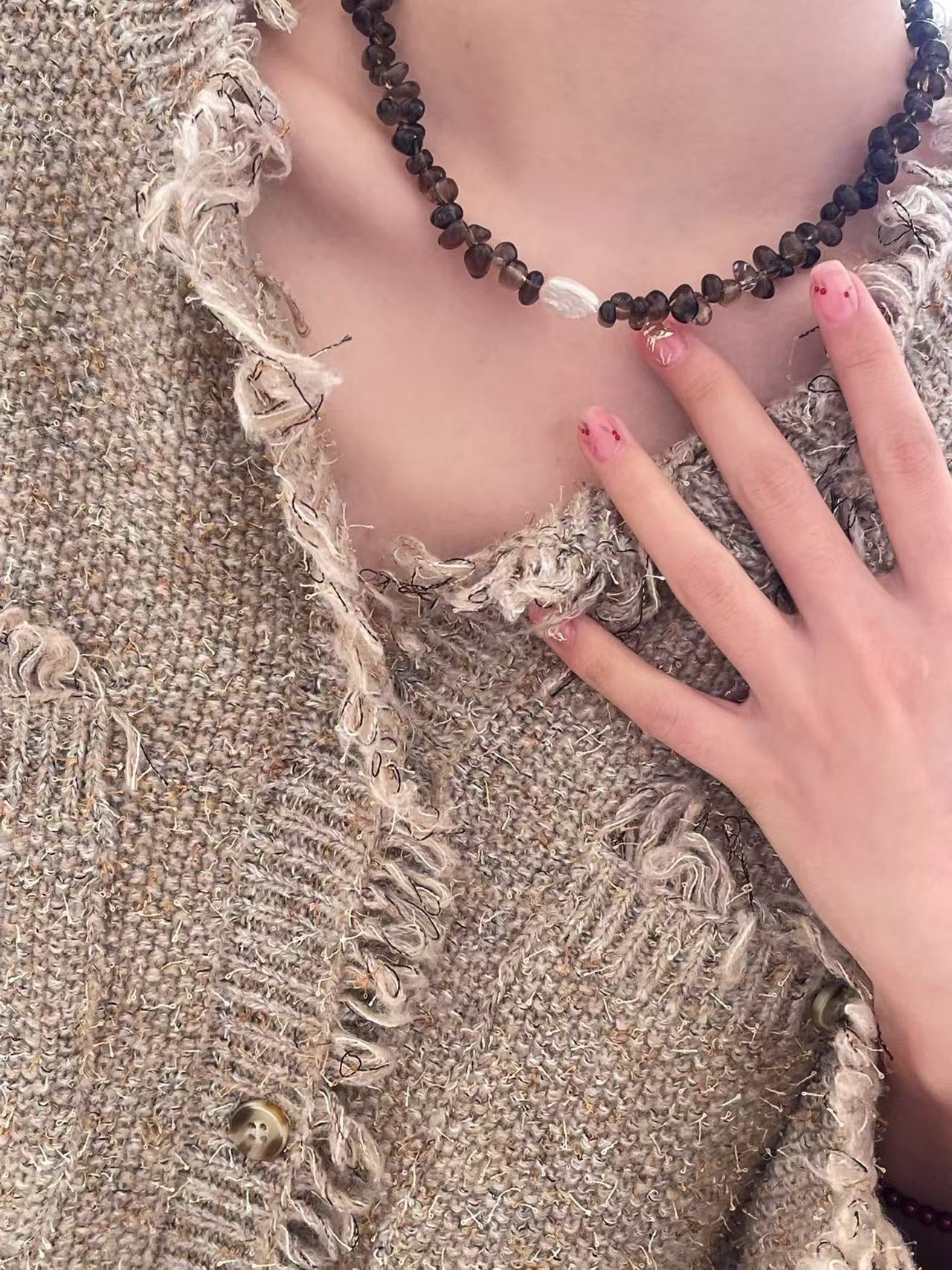 Crystal- Smoky Quartz Pearl Necklace 茶晶貝珠項鏈