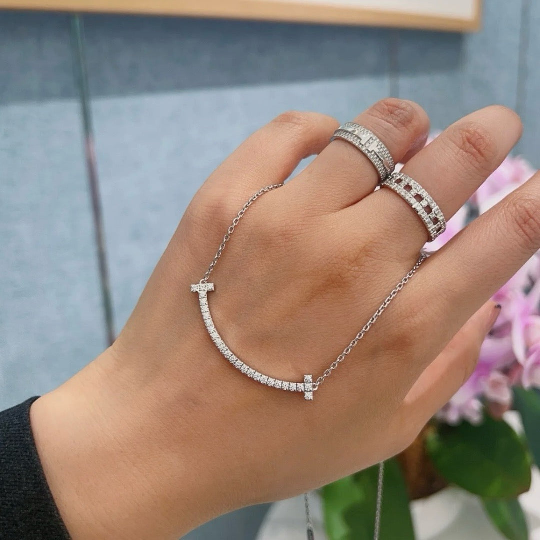925 Sliver necklace 笑臉鑽石項鍊