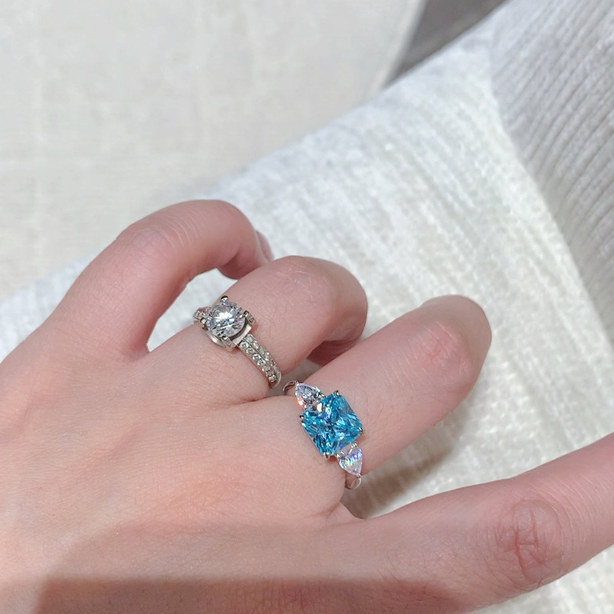 925 Sliver Ring 戒子 海藍寶鑽石戒指