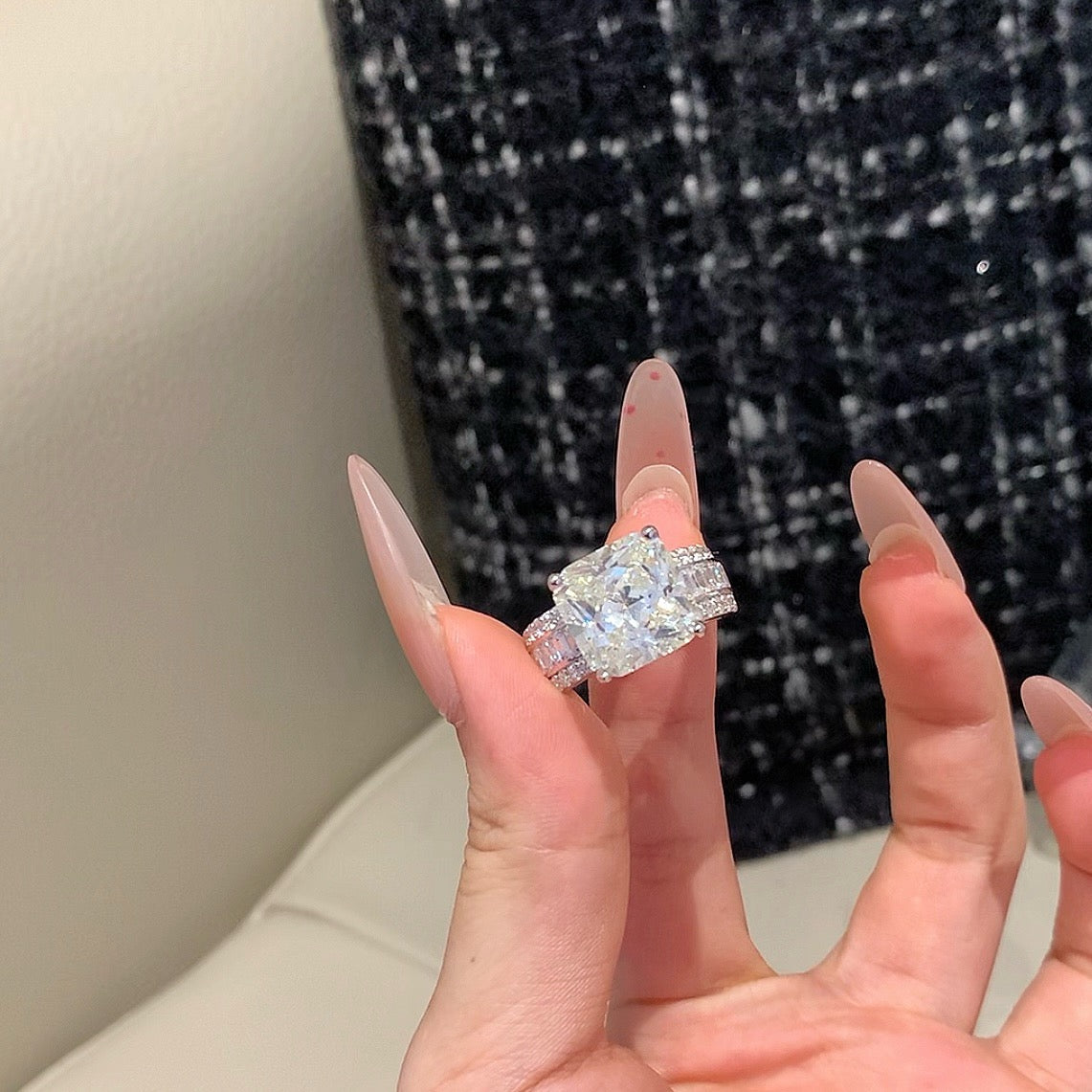 925 Sliver Ring戒子 枕形大鑽戒指