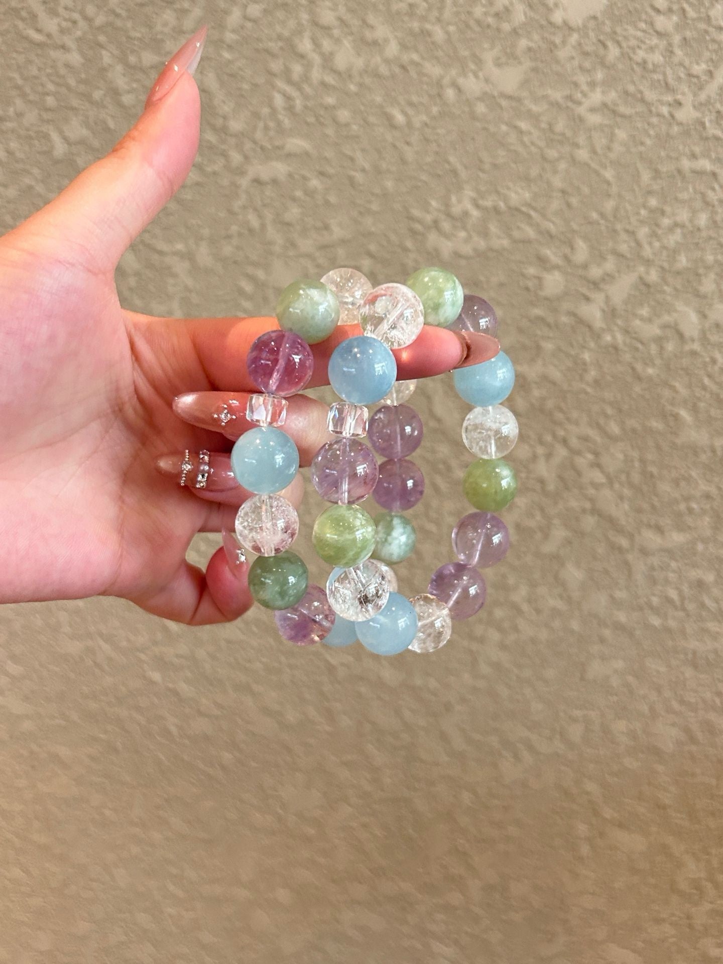 Crystal - 白阿塞/海藍寶/紫阿塞/青提奶蓋手鍊