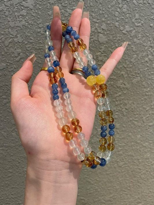 Crystal - 葡萄石•藍晶石•黃塔晶•蜜蠟💛
