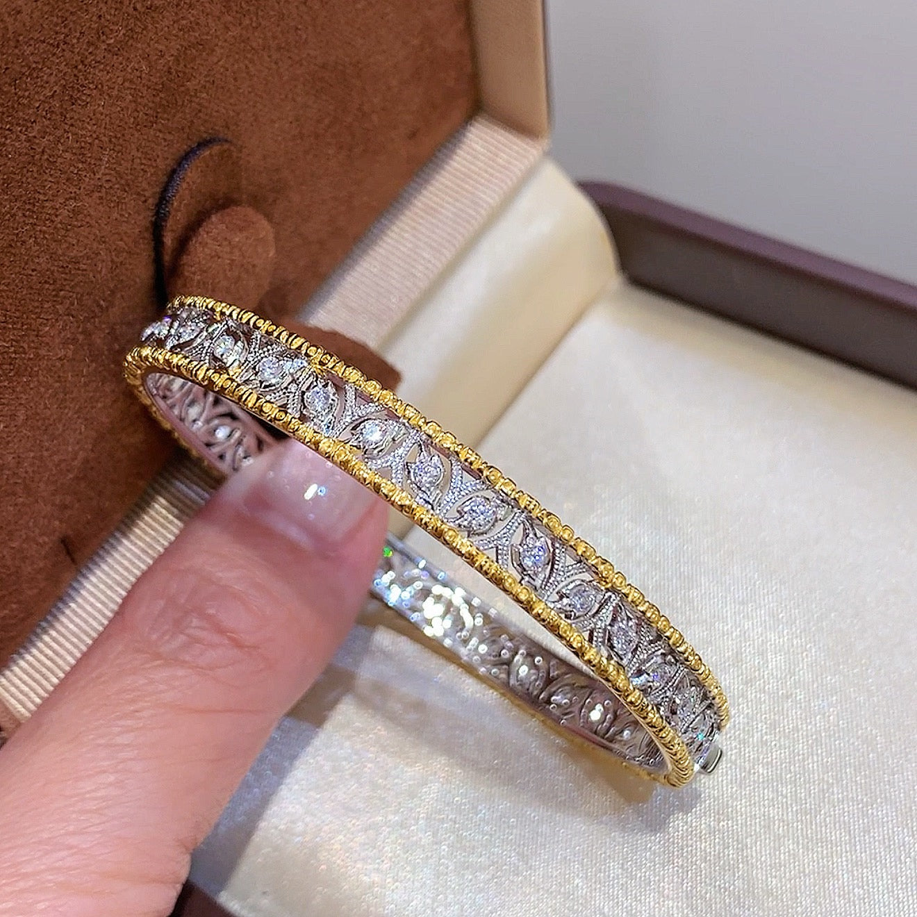 925 Sliver| 重工葉子拉絲手鐲