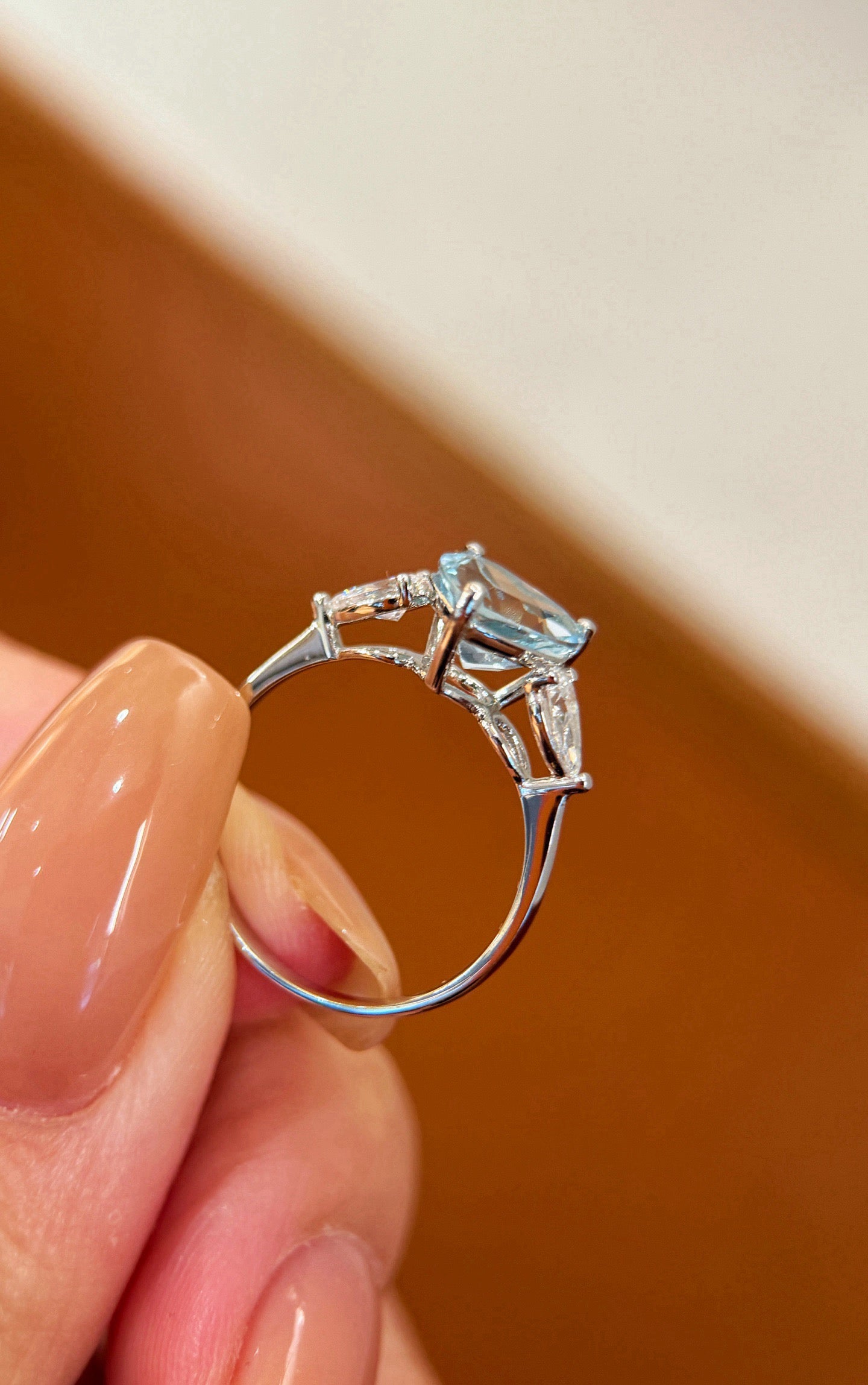 Jewelry- 18K心型海藍寶三石戒指（真金款）