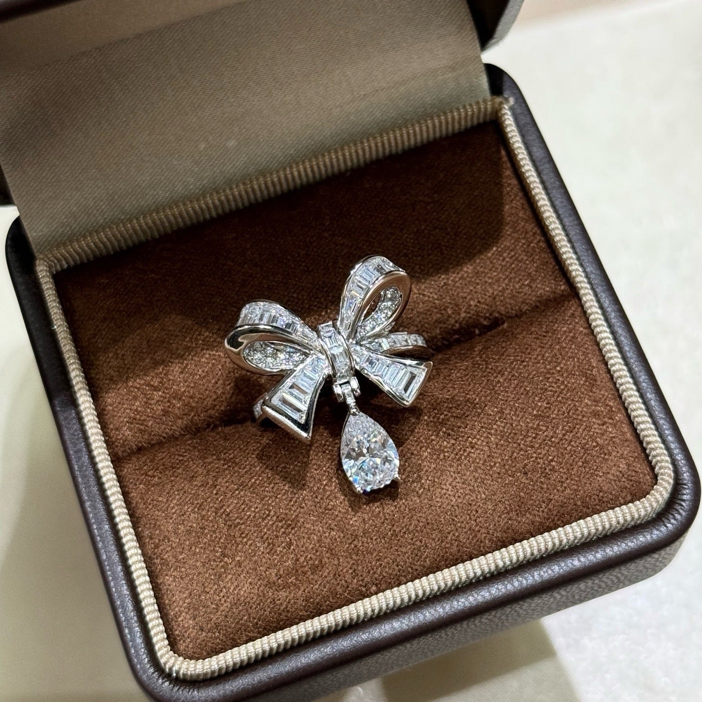 925 Ring戒子 蝴蝶結水滴鑽石戒指