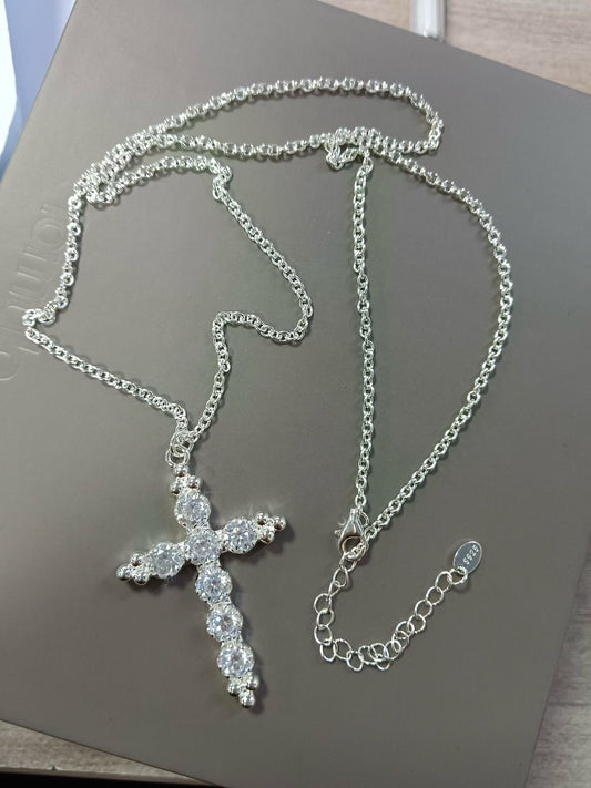 925 Sliver Necklace- 5A高碳十字架