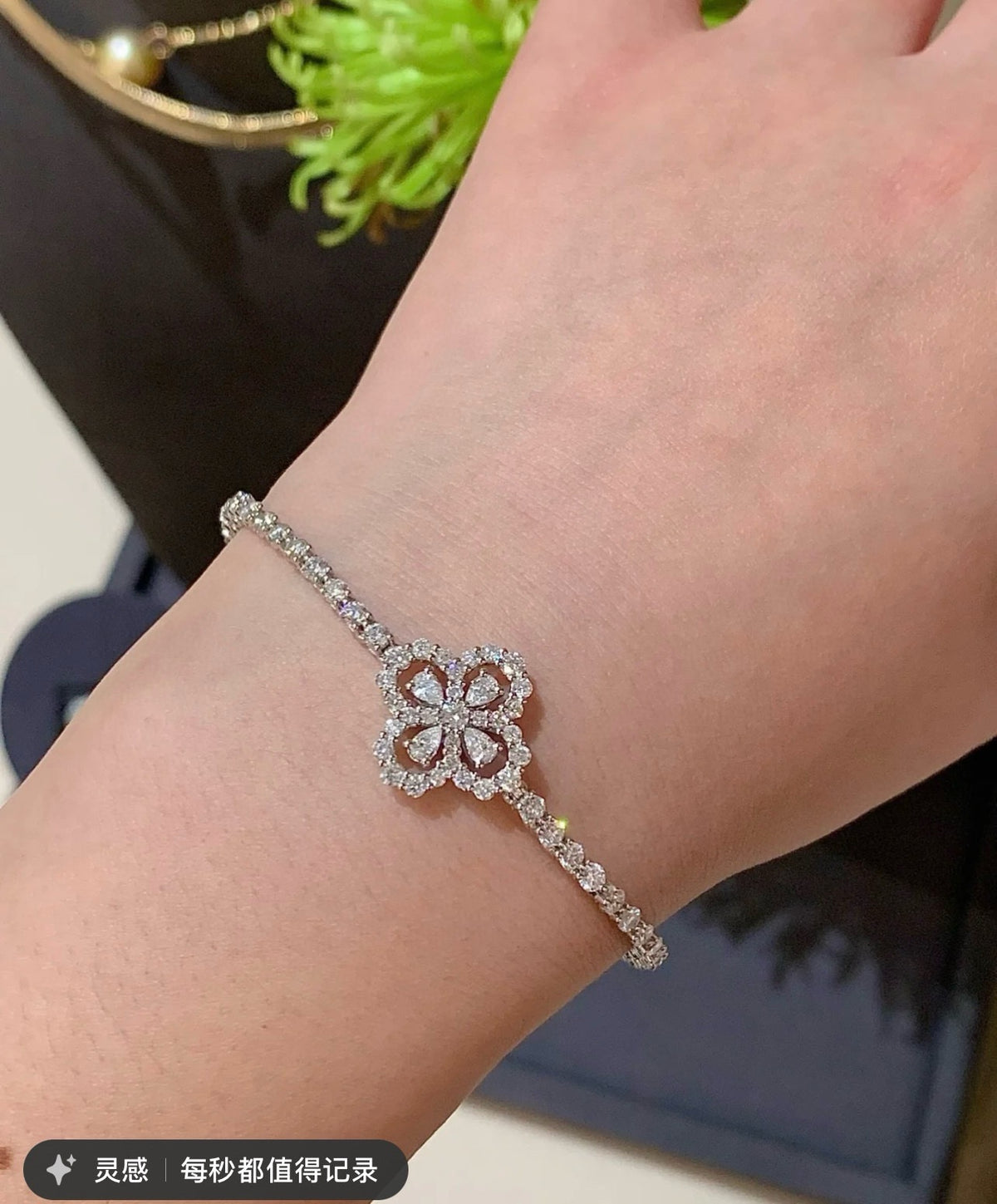 925 Sliver bracelet 四葉草鑽石手鍊