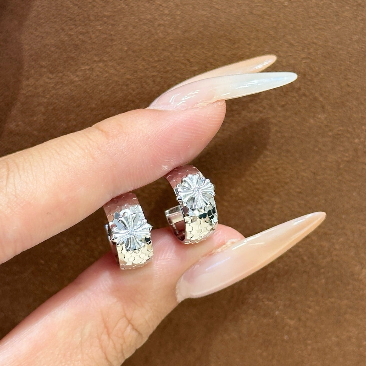 925 Sliver Earrings 碎碎冰十字耳釘