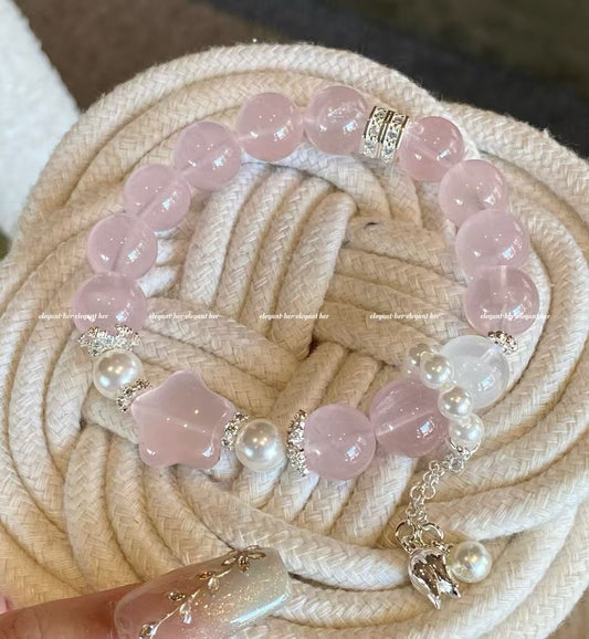Crystal- Rose Quartz Star Bracelet 11mm [火屬性］