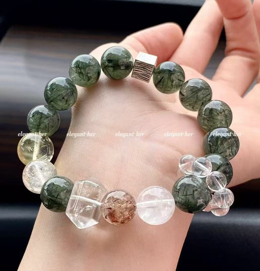 Crystal- ［五行齊全］綠髮晶/檸檬晶/黑金超/黃阿塞/綠阿塞