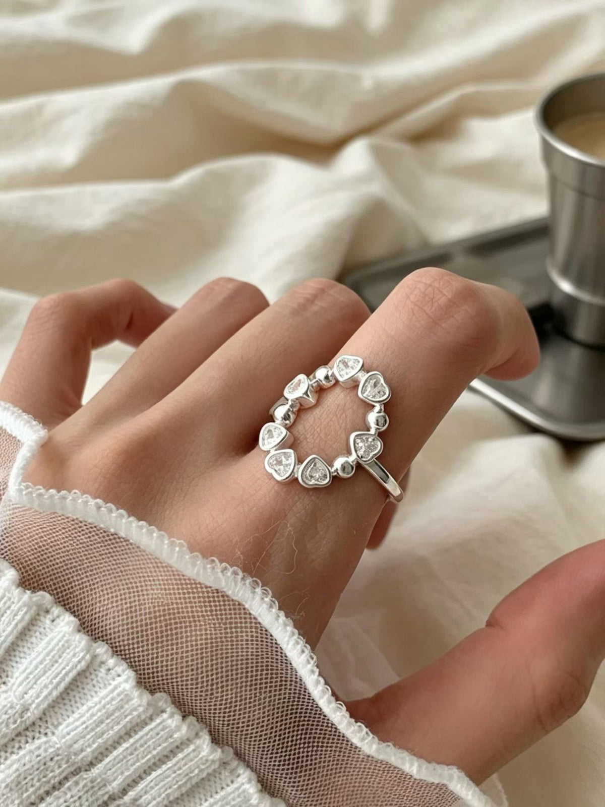 925 Sliver Ring戒子- 心型鑽戒指