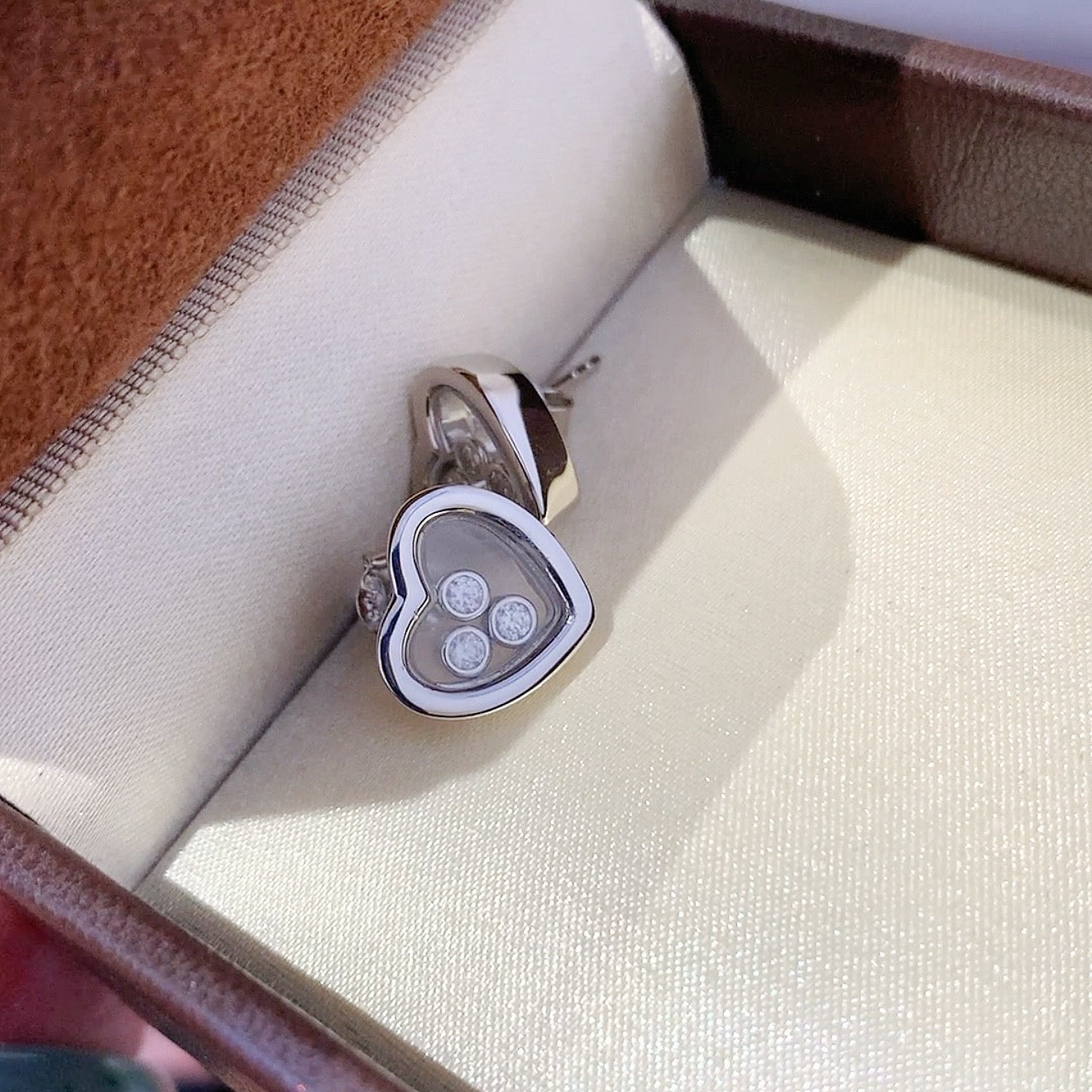 925 Sliver Earrings 透明愛心鑽石耳釘