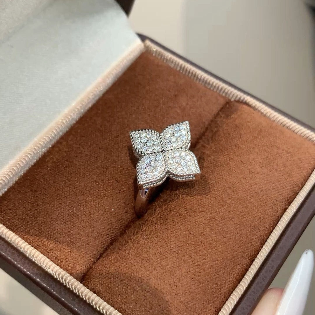 925 Sliver | 四葉草花朵鑽石戒指