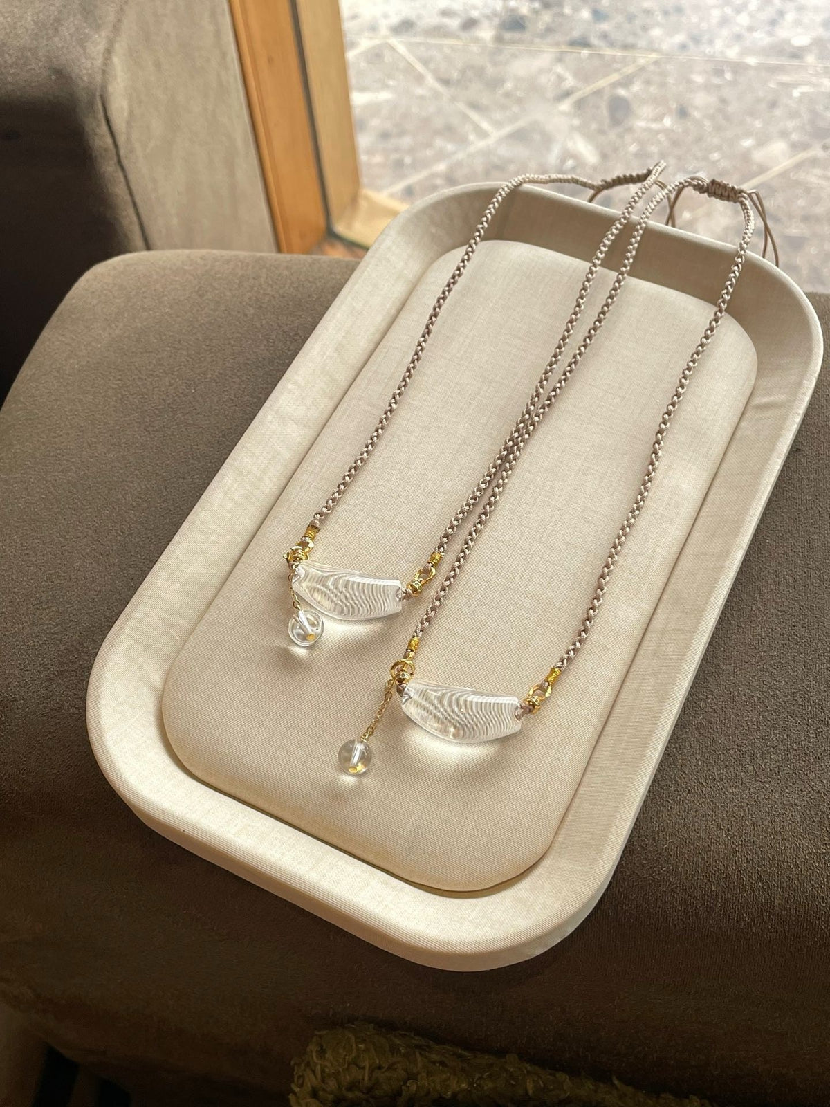 Crystal 白水晶彎管手工編繩項鍊💫