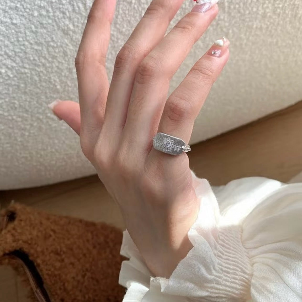925 Sliver Ring戒子- 中古八芒星拉絲戒指