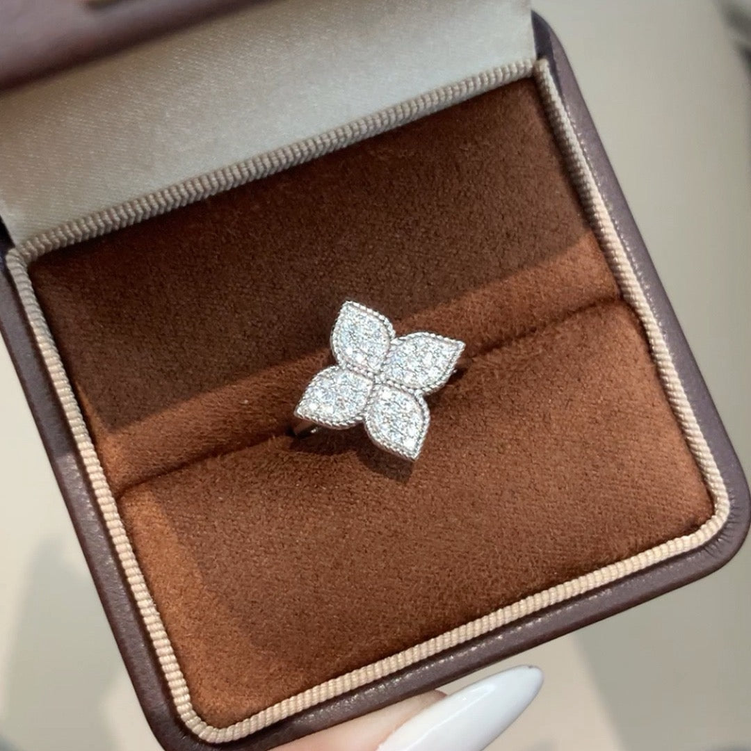 925 Sliver | 四葉草花朵鑽石戒指