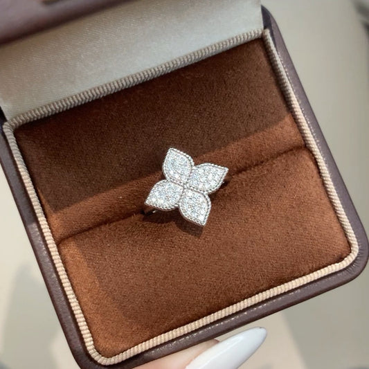 925 Sliver | 四葉草花朵鑽石戒指