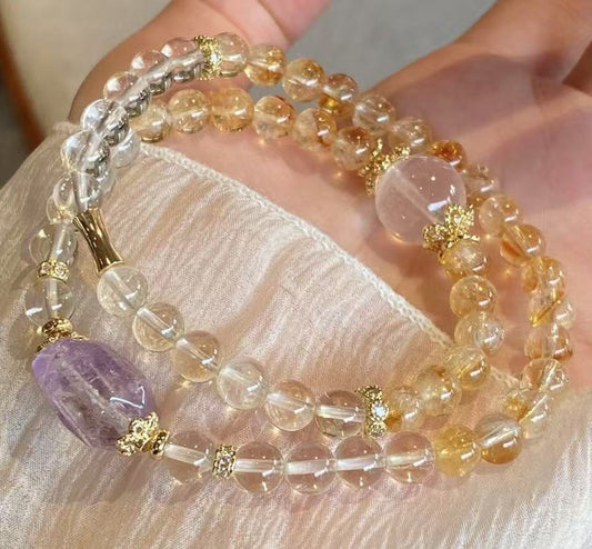 Crystal - Yellow Asai/Amethyst bracelet