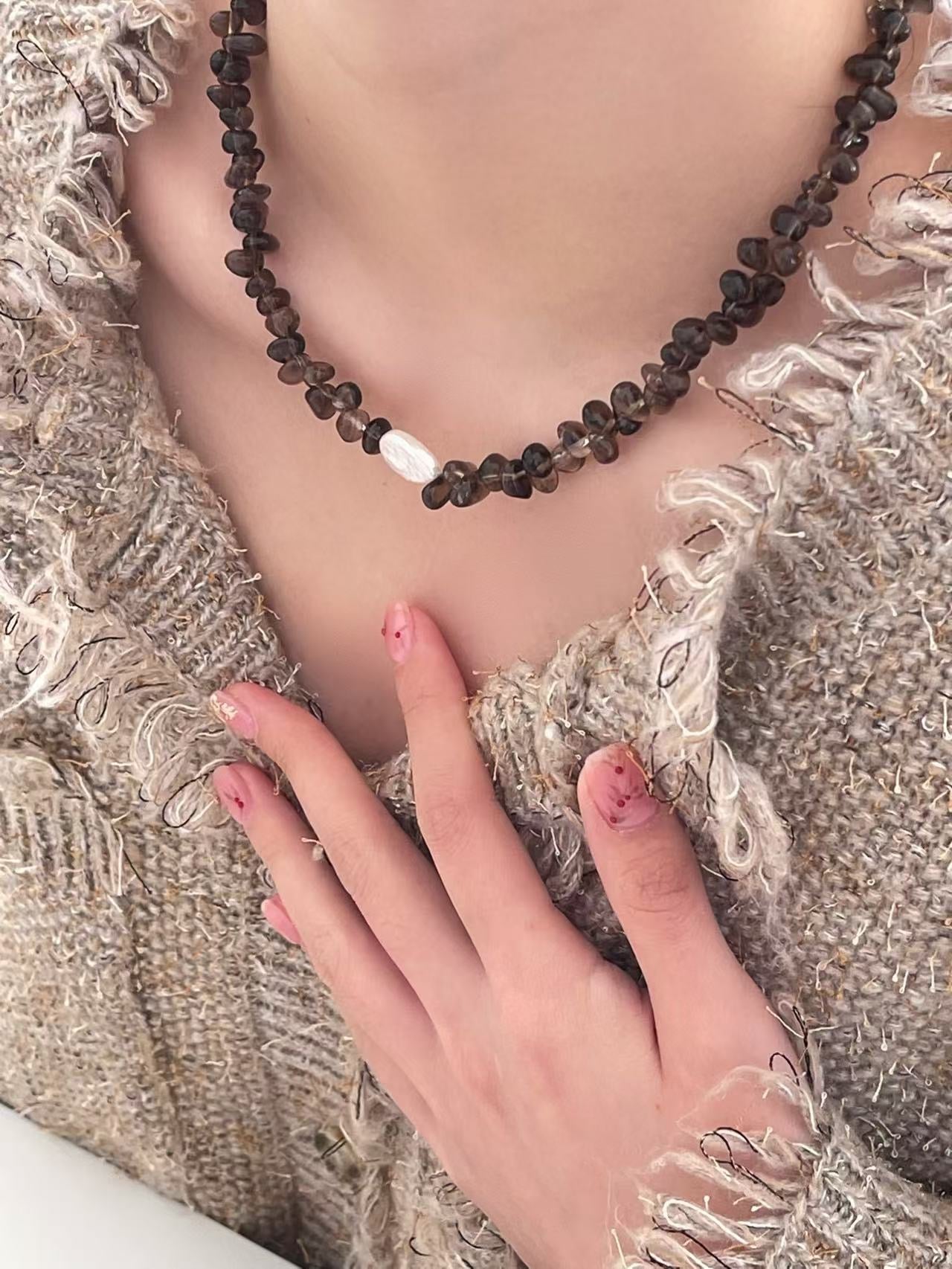 Crystal- Smoky Quartz Pearl Necklace 茶晶貝珠項鏈