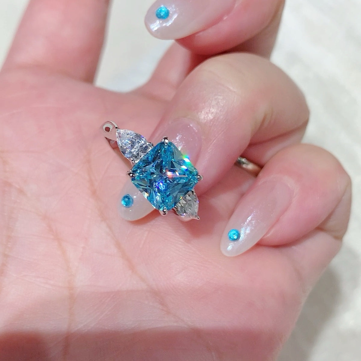 925 Sliver Ring 戒子 海藍寶鑽石戒指